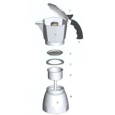 Trade Shop - satz ersatzteile moka kaffeemaschine filter dichtung trichter tassen - Moka 2 Tassen Image