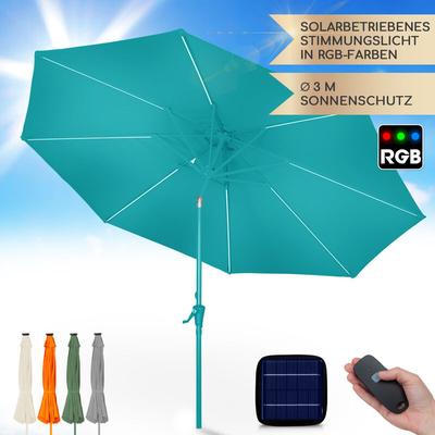 Blumfeldt - Calais Sonnenschirm Höhenverstellbar & Klappbar, Gartenschirm mit Solar-LED-Beleuchtung Image
