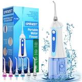 Water Dental Pik Flosser Grinest NG01 7 Modes Rechargeable Water Dental Pick for Teeth Cleaning Cordless Oral Irrigator Portable IPX7 Waterproof Tooth flossers for Home Travel-White