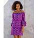 Boston Proper - Purple Cactus Flower - Metallic Lace Detail Off The Shoulder Shift Dress - XS