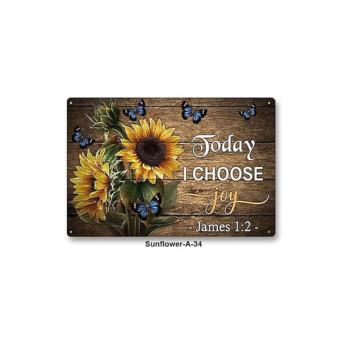 1 Stück Retro-Metall-Blechschild, Katze, Sonnenblume, Blechschild, Vintage-Heimwanddekoration, Malerei, Wandbehang für Heimdekoration, Wandkunst, Metall-Blechschild, 20 x 30 cm/8'' x 12'' Image