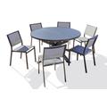 Ensemble repas 6 places en aluminium anthracite avec rallonge papillon