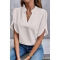 Blouse Women's Denim Blue Black White Solid / Plain Color Basic Daily Elegant V Neck S