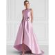 A-Line Cocktail Dresses Elegant Derby Dress Dress Formal Wedding Guest Floor Length Sleeveless Boat Neck Pink Dress Satin with Pocket 2024