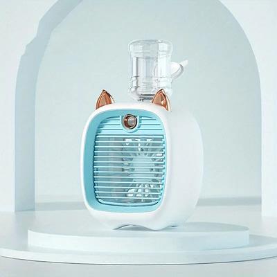 Mini USB Fan Desktop Air Cooler – Turbine Spray Humidifier Compact Personal Cooling Fan for Home and Office