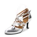 Women's Ballroom Shoes Modern Shoes Performance Ballroom Dance Party /Prom Waltz Heel Solid Color High Heel Pointed Toe Buckle Adults' Gold Silver