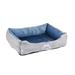 long rich Orthopedic Rectangle Bolster Pet Bed Dog Bed Medium 25x21 inches Blue by Happycare Textiles Blue with Orthopedic Insert. (HCT-ORT-Blue)