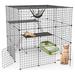 Large 3-Tier Cat Cage Indoor Cat Enclosures Pliable DIY Cat Playpen with Balcony 2 Ladders 2 Doors Detachable Metal Wire Kennels Cat Crate House Box for 1-4 Cats 41.73 L x 41.73 W x 41.73 H