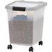 25 Lbs / 32.5 Qt WeatherPro Airtight Pet Food Storage Container with Removable Casters for Dog Cat Bird and Other Pet Food Storage Bin Keep Fresh Translucent Body Clear/Gray