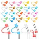 Guichaokj 24 Pcs Straw Covers Silicone Straw Tip Covers Reusable Drinking Straw Tips