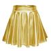 Women s Casual Fashion Shiny Metallic Flared Pleated A-Line Mini Skirt Skirts Girls Hoop Skirt plus Size Faux Leather Skirt Hinge Tennis Skirt Long Skirts for Women Summer Skirt Hanger Two Piece Skirt