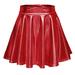 Women s Casual Fashion Shiny Metallic Flared Pleated A-Line Mini Skirt Skirts Girls Hoop Skirt plus Size Faux Leather Skirt Hinge Tennis Skirt Long Skirts for Women Summer Skirt Hanger Two Piece Skirt