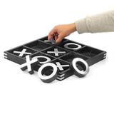 14 Large Elegant Premium Black Tic Tac Toe Board Game for Adults & Kids | Wooden Puzzle Game | Coffee Table Wooden Decor & Games with Nickel Sheathed Pieces