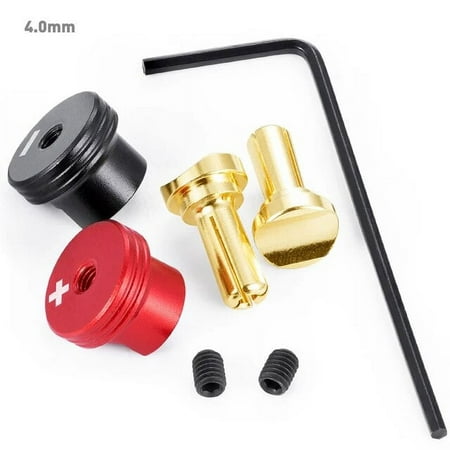 RCLIONS 1Pair 4.0mm/5.0mm Brass Bullet Banana Plug RC Car Battery Connector with Metal Heat Sink for RC Model Cars