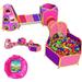 5pc Kids Princess Play Tent Ball Pit with Basketball Hoop & Kids Play Tunnel for Toddlers Babies Kids Girls & Boys Indoor & Outdoor Pop Up Playhouse Bundle with Bag Yellow Pink & Purple