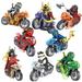 8 Pcs/Set Ninjago Minifigures Building Blocks Toys Ninja Action Figures and Motorcycle Anime Movie Character Figures Stitching Toy for Boys Girls Fans Birthday Christmas Gift