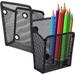 2 Pack of Magnetic Metal Mesh Pen Holder - Black Stainless Steel Pencil Holder with Magnets - Organize and Store Pens Pencils and Office Supplies - Desk or Wall Mountable