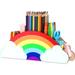 Rainbow Wooden Pen Holder - DIY Pencil Holders Desk Organizer | Colorful and Functional Desktop Storage for Pens Pencils Crayons and More | High-Quality Wood Material | Easy to Install | 11.6*4.6*2
