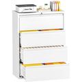 4 Drawer File Cabinet with Lock White Metal Storage File Cabinet with Large Deep Drawers Locking Wide File Cabinet for Letter/Legal/A4 Size for Office Home