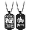 Anime One Piece Wanted Poster Pendant Necklace Titanium Steel Chain Manga Necklaces