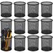 12 Pack Metal Pen Holder Mesh Pencil Holder Desk Organizer Mesh Round Pen Cup Pencil Cup for Desk Office Pen Organizer Black