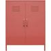 REALROOMS Shadwick 2 Door Metal Locker Style Storage Accent Cabinet White