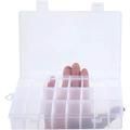 Transparent Plastic Grid Box Storage Organizer For Display Collection with Adjustable Dividers - 24 Clear Grids - 7.8 x5.2 x1.5