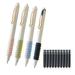 4 Colors 0.38mm Convenient Student Push Pens with Replaceable Ink Cartridges
