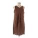 Lands' End Casual Dress - Mini Scoop Neck Sleeveless: Brown Solid Dresses - Women's Size Medium