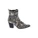 CATHERINE Catherine Malandrino Ankle Boots: Silver Snake Print Shoes - Women's Size 9 - Almond Toe