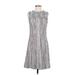 Elie Tahari Casual Dress - A-Line Crew Neck Sleeveless: Gray Dresses - Women's Size 2