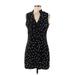 White House Black Market Casual Dress - Mini Plunge Sleeveless: Black Print Dresses - Women's Size Medium
