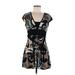 Iz Byer Casual Dress - Wrap: Brown Print Dresses - Women's Size Medium