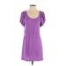 Banana Republic Factory Store Casual Dress - Mini Scoop Neck Short sleeves: Purple Solid Dresses - Women's Size Small
