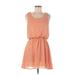 Noble U Casual Dress - Mini Scoop Neck Sleeveless: Orange Chevron/Herringbone Dresses - Women's Size Medium