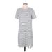 Tommy Hilfiger Casual Dress - Shift Crew Neck Short sleeves: White Stripes Dresses - Women's Size Small