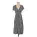 Old Navy Casual Dress - Midi V-Neck Short sleeves: Gray Dresses - Women's Size X-Small