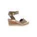 City Classified Wedges: Gold Print Shoes - Women's Size 7 - Open Toe
