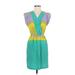 Presley Skye Casual Dress - A-Line V-Neck Sleeveless: Green Dresses - Women's Size X-Small Petite