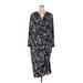 Lane Bryant Casual Dress - Wrap: Blue Floral Motif Dresses - Women's Size 26 Plus