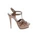Yves Saint Laurent Heels: Tan Solid Shoes - Women's Size 42 - Open Toe