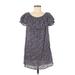 Gap Outlet Casual Dress - Shift Strapless Short Sleeve: Blue Floral Dresses - Women's Size Medium