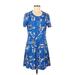 Adidas x Farm Rio Casual Dress - Fit & Flare: Blue Print Dresses - Women's Size Medium