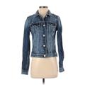 American Eagle Outfitters Denim Jacket: Short Blue Print Jackets & Outerwear - Women's Size Small