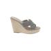 Gianni Bini Mule/Clog: Slide Platform Boho Chic Gray Solid Shoes - Women's Size 8 1/2 - Open Toe