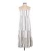 Rag Poets Casual Dress - A-Line Scoop Neck Sleeveless: Gray Stripes Dresses - Women's Size Small