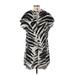 H&M Casual Dress - Mini Tie Neck Short sleeves: Black Zebra Print Dresses - New - Women's Size Small