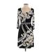 White House Black Market Casual Dress - Sheath Scoop Neck 3/4 sleeves: Black Floral Dresses - Women's Size X-Small