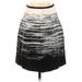 Ann Taylor Casual A-Line Skirt Knee Length: Black Print Bottoms - Women's Size 0 Petite