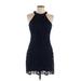 Lulus Cocktail Dress - Mini Crew Neck Sleeveless: Blue Solid Dresses - Women's Size Large